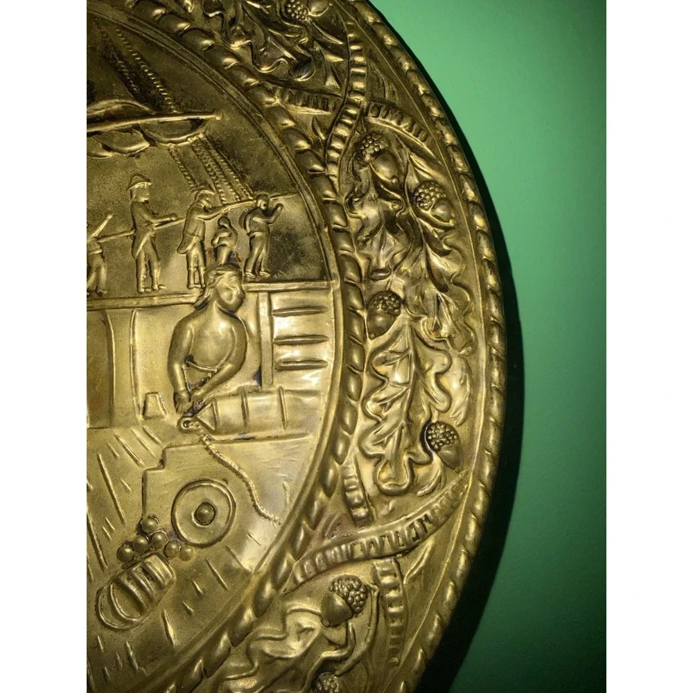 VTG Brass Embossed Plate Wall Hanging Nautical 14